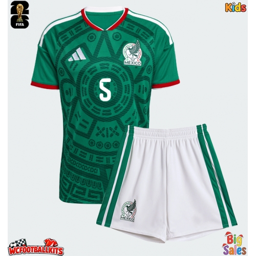 Mexico Johan Vasquez #5 Replica Home Stadium Kit for Kids World Cup 2026 Short Sleeve (+ pants)